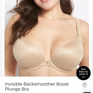 Cacique, Café, invisible back smoother plunge boost bra, NWT, 38DD